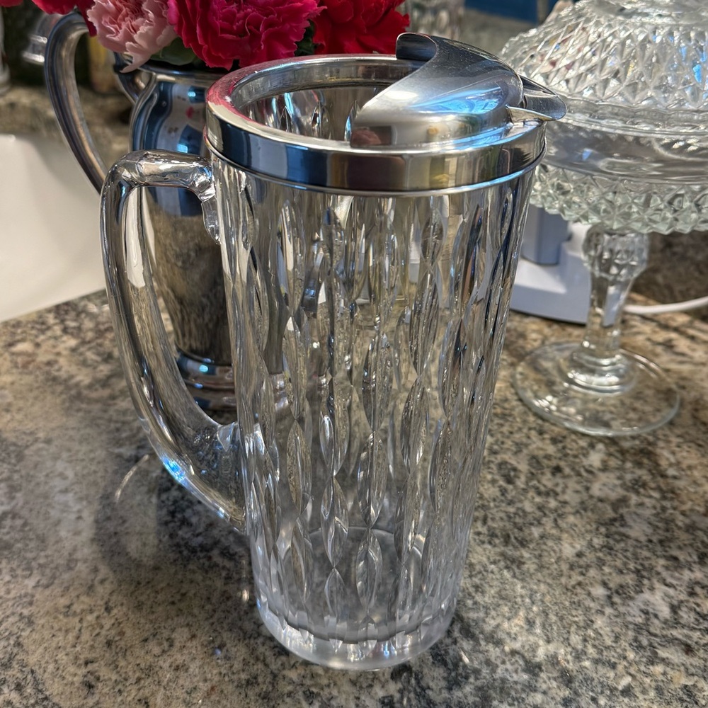 Vintage Tiffany & Co silver gilt mounted Hawkes glass pitcher